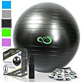 Exercise Ball -Professional Grade Exercise Equipment Anti Burst Tested with Hand Pump- Supports 2200lbs- Includes Workout Guide Access- 55cm/65cm/75cm/85cm Balance Balls (Dark Grey, 55 cm)