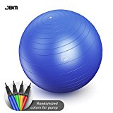 JBM Exercise Yoga Ball with Free Air Pump (3 Sizes, 5 Colors) 2200 lbs Anti-burst Slip-resistant Yoga Balance Stability Swiss Ball for Fitness Exercise Training Core Strength – 55cm 65cm 75cm