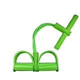 ANONE Sports Resistance Bands with Pedal and 4 tubes for Fitness Tubing Exercise Pulling Rope Sit-up Bar Exercise Device Equipment (Green)