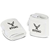 Wrist Wraps weightlifting, powerlifting, cross training, bodybuilding with thumb loop. Professional grade for gym workout, men and women weight lifting and strength training by Stoic – White 18 Inch