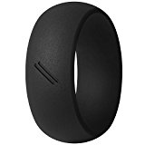 ThunderFit Silicone Wedding Ring for Men, Rubber Wedding Band (Black, 9.5 – 10 (19.8mm))