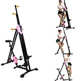 Kaluo Vertical Climber Fitness Step Machines 2 In 1 Climber Exercise Bike Adjustable Height for Home Gym Exercise(US Stock) (Pink)