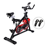 ZELUS Upgraded Stationary Exercise Bike Indoor Cycling Trainer for Cardio Exercise Gym Workout, Ultra-quiet Shock-Absorbing Flywheels with CVT & LCD Monitor (Black)