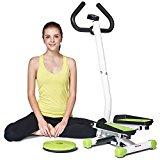 Exercise Mini Stepper with Handle Bar Home Cardio Stepper Machine with Elastic Rope, Waist Twisted HARISON 303CF