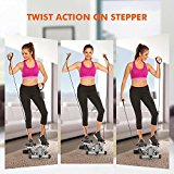 Mini Exercise Stepper Machine, Adjustable Fitness Stepper Air Stair Climber Step with Resistance Bands for Indoor Home Exercise [US STOCK]