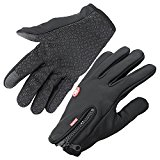 Cycling Gloves,Anqier Waterproof Full Finger Touchscreen Gloves Winter Gloves For Men & Women (Black-E, Small)