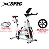 Xspec Pro Stationary Upright Exercise Chain Drive Smart Cycling Bike, 40LB Flywheel Bicycle, iBiking+, Heart Pulse Sensors, Adjustable Friction Resistance, 3-Piece Crank, 6-Function Monitor