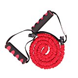 RISING Fabric Covered Resistance Cord Training Bands with Foam Handle For Home Workout (Red (10 LBS))