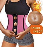 Best Women Hot Sweat Weight Loss Neoprene Workout Top Shirt Waist Trainer Corset Trimmer Belt Body Shaper Cincher Zipper Slimming (Rose Pink Sauna Waist Trainer, XL (US 14-16))