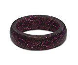 QALO Women’s Black Sparkle Classic Silicone Ring, Size 7