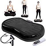 Apontus Vibration Machine Exercise Platform w/ Straps + Remote Control (Black)