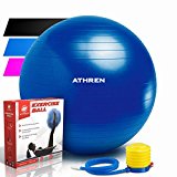 Exercise Ball with Foot Pump (GYM QUALITY FITNESS BALL) – 2000lbs Anti-burst – Also Known as: Fitness Ball – Yoga Ball – Swiss Ball – Multiple Colors and Sizes – (Blue, 75cm)