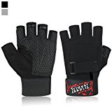 Trideer Workout Gloves, Full Palm Protection & Extra Grip, Gym Gloves for Weight Lifting, Training, Fitness, Exercise (Men & Women) (Black, M (Fits 7.1-7.9 Inches))
