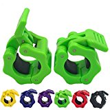 Greententljs 1 Inch Barbell Clamps Clip Quick Release Locking Barbells Pro Workout Professional Weight Collar Clips Lock 1” Diameter Standard Bar for Weightlifting Fitness (Neon-Green)