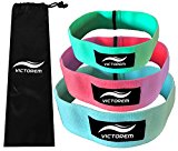 Victorem Hip Bands – Set of 3 – Thigh – Hip Resistance- Booty Exercise Resistance Bands – Low, Medium and Heavy Loop Set – Stretching, Lifting, Squatting, Pilates, Crossfit Workouts