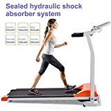 Economical Foldable Exercise Electrical Treadmill at Home Wide Mini Portable Incline Motorized [US STOCK] (Orange)