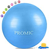 PROMIC Professional Grade Static Strength Exercise Stability Balance Ball with Foot Bump,65cm,Blue