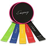 Emopavy Resistance Bands (Set of 5) Exercise Bands And Core Exercise Sliders (Set of 2) Smooth Gliding Dual-Sided Design Professional Quality Ab Glider Workout Discs (Rose Red)
