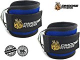 DMoose Fitness Strong Velcro, Double D-Ring Neoprene Ankle Straps for Cable Machines, Pair – Blue