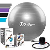 Exercise Stability Ball Chair with Hand Pump Use For CrossFit, Yoga, Balance & Core Strength Training, Non-Slip & Anti-Burst Extra Thick Fitness Ball(Silver&65CM)