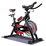 URSTAR Ultra-silence Exercise Bike with LCD Monitor and Water Bottle for Health and Fitness (Red Black)