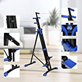 Vertical Climber Exercise Climbing Machine Folding Step Climber Cardio Stair Step (Blue.)