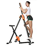 Pesters Total Body 2-IN-1 Vertical Climber with Cast Iron Frame and Digital Display, Folding Exercise Bike Fitness Climbing Cardio Machine for Home Gym (US STOCK) (Orange)