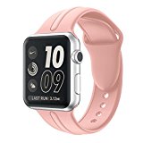 Apple watch band 38mm,Sundo Soft Silicone Replacement Wrist Strap Bracelet Band for Apple Watch Nike+ Sport Edition Series 2 Series 1(Vintage Rose 38 SM)