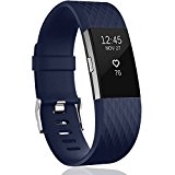 Wishesport For Fitbit Charge 2 Bands Special edition Replacement Bands Accessory Sport Bands Strap for Charge 2 HR Fitness Diamond S Navy