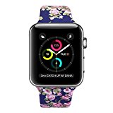 Floraler Sport Band For Apple Watch 42mm, BANDEX Soft Silicone Strap Replacement Wristbands For Apple Watch Sport Series 3 Series 2 Series 1 2 M/L