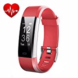 LETUFIT PLUS Fitness Tracker + Heart Rate Monitor,IP67 Waterproof Smart Wristband With Pedometer Watch for Android and Ios (red)