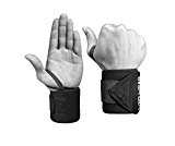 Wrist Wraps – Professional Fitness Elastic 18 Inch Pair of Two for Powerlifting, Bodybuilding, Weight Lifting, Cross-training Wrist Supports for Weight Training (Black Stripe)