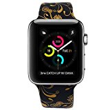 Sport Band for Apple Watch 38mm, Floraler Soft Silicone Strap Replacement Wristbands for Apple Watch Sport Series 3 Series 2 Series 1(Floral-20 38 M/L)