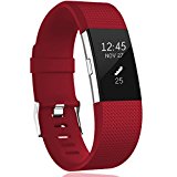 Wishesport For Fitbit Charge 2 Bands Special edition Replacement Bands Accessory Sport Bands Strap for Charge 2 HR Fitness dot L Red