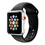 Youther For Apple Watch Bands,Soft Silicone Strap Replacement Wristbands for Apple Watch Sport Series 3 Series 2 Series 1 Black 42mm S/M