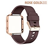 AIUNIT Fitbit Blaze Band with Frame, Fitbit Blaze Replacement Large Bands Accessories Wristband Watch Sport Strap for Fitbit Blaze Smart Fitness Tracker Women Men Boys(Browse Band & Gold Rose Frame)