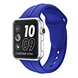 Apple Watch Band Silicone 38mm,Sundo Replacement Wrist Strap Bracelet Band for Apple Watch Iwatch Nike+ Sport Edition Series 3 Series 2 Series 1(Royal Blue 38 SM)