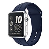 Apple watch band 38mm,Sundo Soft Silicone Replacement Wrist Strap Bracelet Band for Apple Watch Nike+ Sport Edition Series 3 Series 2 Series 1(Midnight Blue 38 SM)