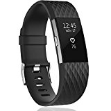 Wishesport For Fitbit Charge 2 Bands Special edition Replacement Bands Accessory Sport Bands Strap for Charge 2 HR Fitness Diamond L Black