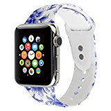Floraler Sport Band For Apple Watch 38mm, BANDEX Soft Silicone Strap Replacement Wristbands For Apple Watch Sport Series 3 Series 2 Series 1 7 S/M