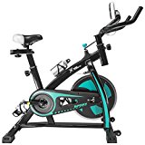 XtremepowerUS Indoor Cycle Trainer Fitness Bicycle Stationary (Black and Aqua)