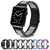 Greeninsync Bands for Apple Watch 38mm Metal, Special Edition Stainless Steel Wristbands Buckle Clasp Watch Strap Replacement Bracelet W/ Silicone Gray Cover Gray for Apple Watch Series 3/2/1