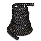 Smartxchoices Black Battle Rope 1.5”/2” Width Exercise Training Workout Ropes 30/40/50 Ft Length Home Gyms Abdominal Muscle Biceps Abs Metabolic Fitness (2”50ft)