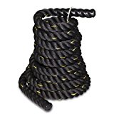 Smartxchoices Black Battle Rope 1.5”/2” Width Exercise Training Workout Ropes 30/40/50 Ft Length Home Gyms Abdominal Muscle Biceps Abs Metabolic Fitness (2”40ft)