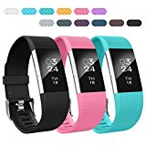 Fitbit Charge 2 Bands Small,AIUNIT Fitbit Charge 2 Accessories Replacement Bands Stylish to Coordinate with Daily Outfits Suitable for Women Men Boys Girls(Black,Rose,Teal)
