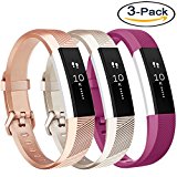 Vancle Fitbit Alta HR Bands and Fitbit Alta bands, Newest Sport Replacement Wristbands with Secure Metal Buckle for Fitbit Alta HR / Fitbit Alta(Champagne Rose-Gold fuchsia, Small)