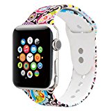 Floraler Sport Band For Apple Watch 42mm, Soft Silicone Strap Replacement Wristbands For Apple Watch Sport Series 3 Series 2 Series 1(Floral-21 42 S/M)