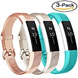 Vancle Fitbit Alta HR Bands and Fitbit Alta bands, Newest Sport Replacement Wristbands with Secure Metal Buckle for Fitbit Alta HR / Fitbit Alta(Champagne Rose-Gold teal, Small)