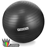 Yogu Stability Exercise Ball 65cm Balance Ball Birthing Ball with Air Pump Anti-Slip & Anti-Burst Supports 2000lbs Great for Yoga Pilates Abdominal Workout Fitness Ball and Office Chair