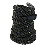 Smartxchoices Black Battle Rope 1.5”/2” Width Exercise Training Workout Ropes 30/40/50 Ft Length Home Gyms Abdominal Muscle Biceps Abs Metabolic Fitness (1.5”30ft)